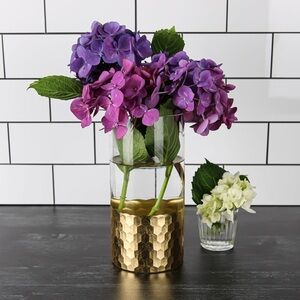 Gold Honeycomb Cylinder Vase 5.5"x 9”